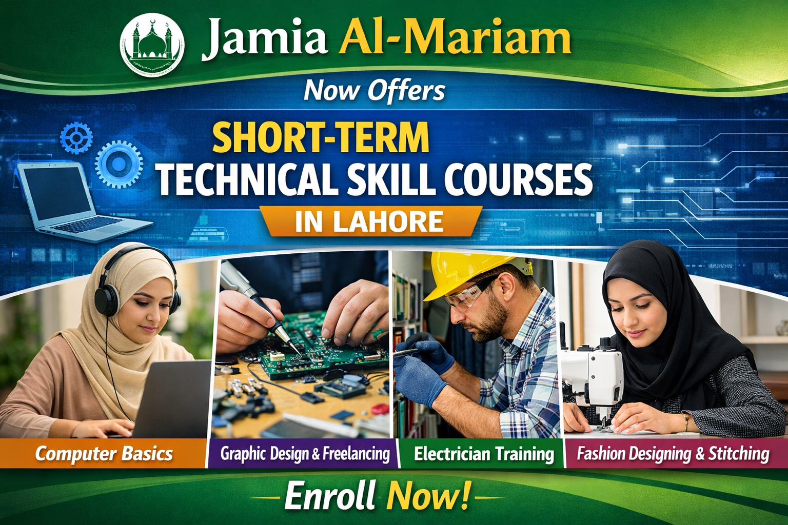 Jamia Al-Mariam Now Offers Short-Term Technical Skill Courses in Lahore