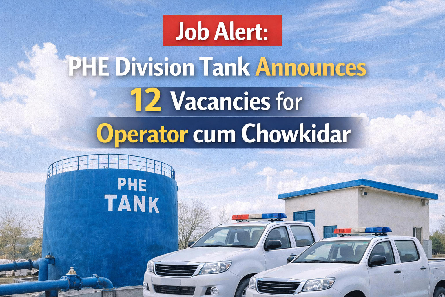 Job Alert PHE Division Tank Announces 12 Vacancies for Operator cum Chowkidar