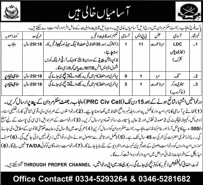 Pakistan Army Civilians Jobs 2026