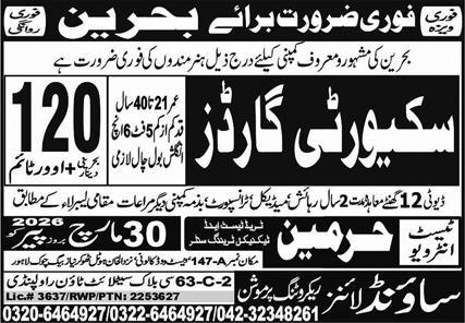 Bahrain Security Guard Jobs 2026 for Pakistanis