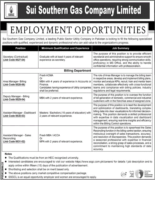 Sui Southern Gas Company Limited Jobs 2026 – Apply Online for Multiple Positions