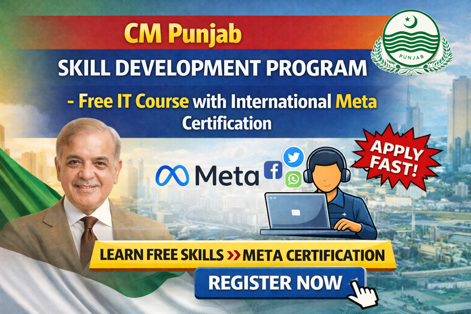 CM Punjab Skill Development Program: Free IT Course with International Meta Certification