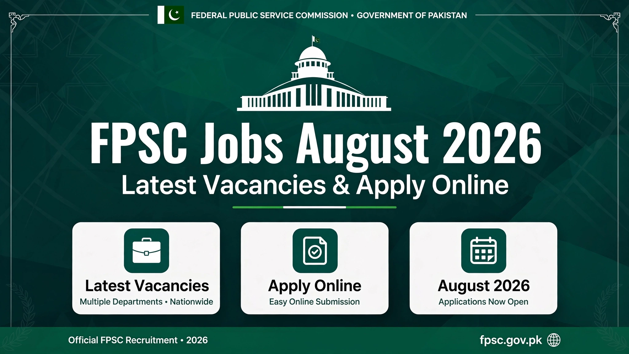 FPSC Jobs August 2026 – Latest Updates, Vacancies & Apply Online