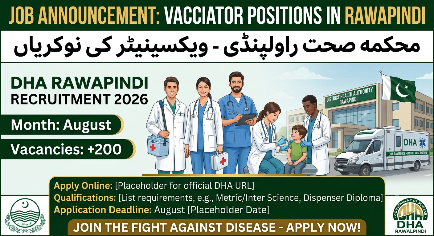 Vaccinator Jobs in District Health Authority Rawalpindi August 2026